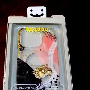 Heyday iPhone 14 Pro Case – Glitter Abstract Swirl Aesthetic ✨ MagSafe Compatibl